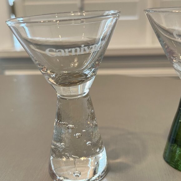 5 Carnival Cruise Line Souvenir Shot Glasses Clear Blue Green Turquoise - Picture 8 of 13